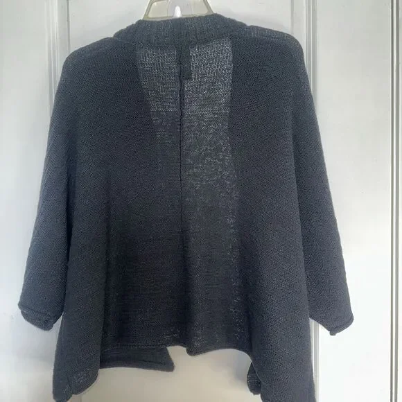 ANTHROPOLOGIE Cardigan Size OS Black Dolman Sleeve Open Knit AKEMI KIN Capsule - Picture 7 of 9